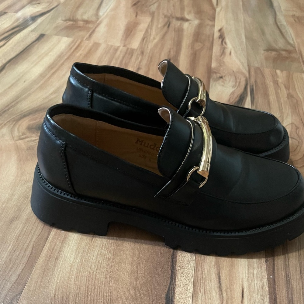 Mudd Meleri chunky horsebit loafers with a gold-tone buckle and lug sole Sz 6 - Picture 2 of 9